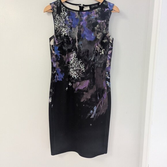 Teri Jon Abstract Floral Sheath Dress - Picture 1 of 4